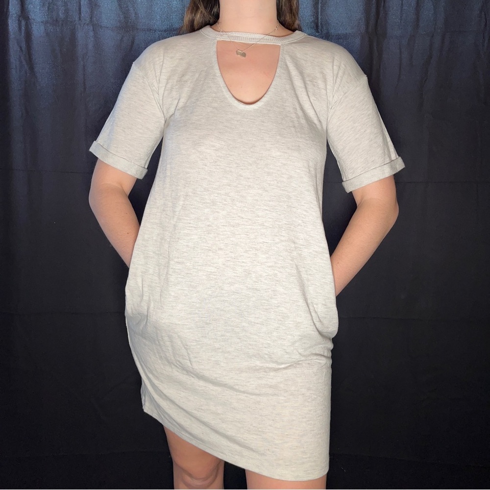 NWT Moral Fiber Sweatshirt Dress with Pockets and Neck Cutout